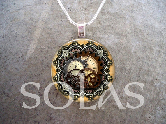 Steampunk Clock Jewelry - Steampunk Pendant - Clock - Steampunk 1-15 by SolasJewelry steampunk buy now online