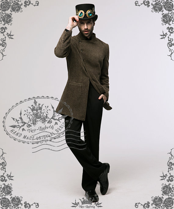 Beyond the End of Time, Steampunk Dandy Bias Victorian Wool Blend Coat for Man*Man M FREE EXPRESS SHIPPING by Fanplusfriend steampunk buy now online