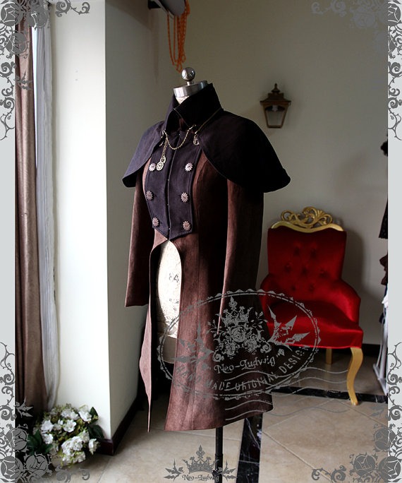 Beyond the End of Time, Steampunk Dandy Double-Breasted Suedette Jacket & Detachable Cape*FREE EXPRESS SHIPPING by Fanplusfriend steampunk buy now online