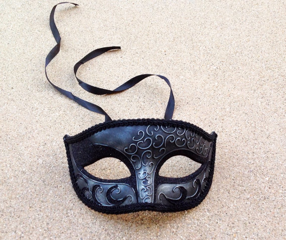 Metalic Finish Black Silver Mens Masquerade Mask Venetian Classic Burlesque Costume Dance High Quality handmade Eye Mask by Crafty4Party steampunk buy now online
