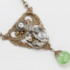 Steampunk Necklace Vintage silver pocket watch movement with pearl, crystal & green Chalcedony silver dragonfly Victorian gold pendant 2784 by steampunknation steampunk buy now online