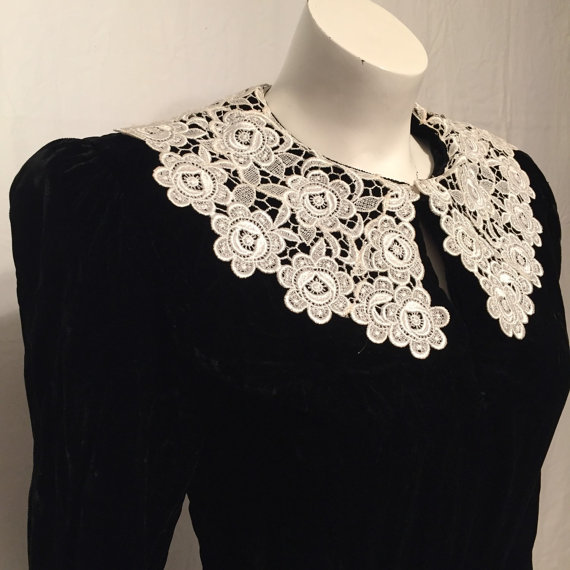 black velvet white collar dress