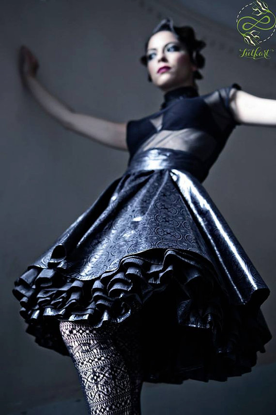 Goth Lolita skirt Black Steampunk skirt with petticoat Hoopskirt High waisted skirt Black Pin Up Skirt by Lutkart steampunk buy now online