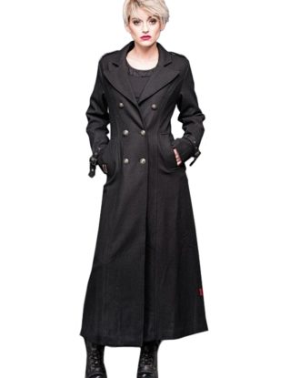 Buckled Double Breasted Military Coat - Size: S steampunk buy now online