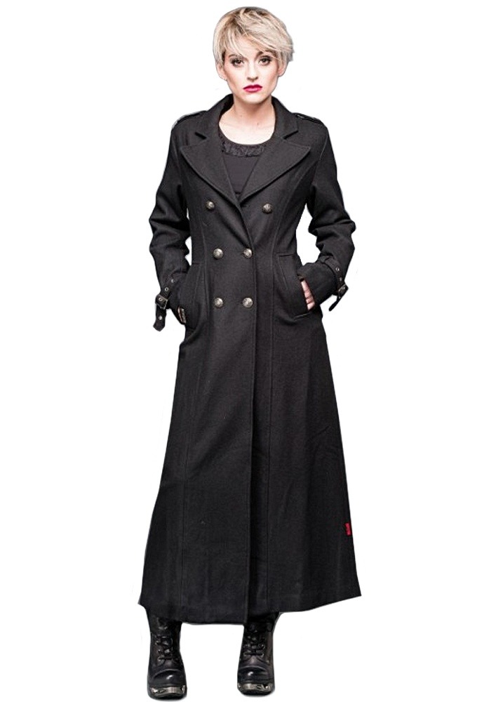 Buckled Double Breasted Military Coat - Size: L steampunk buy now online