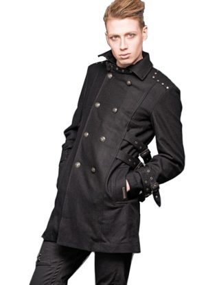Buckle Collar Military Coat - Size: S steampunk buy now online