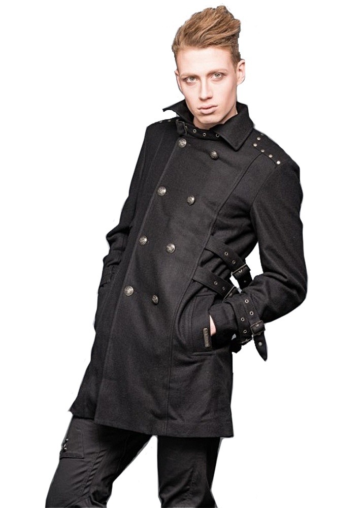 Buckle Collar Military Coat - Size: M steampunk buy now online