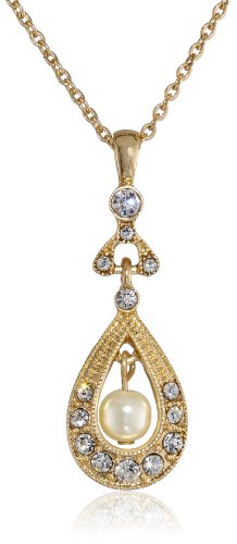 Downton Abbey Gold-Tone Crystal and Faux Pearl Pendant Necklace of 40.64-48.26cm steampunk buy now online