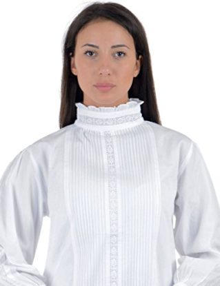 Cotton Lane White Cotton Victorian Edwardian Vintage Reproduction Large/Plus Size Blouse. Sizes UK 8-34. steampunk buy now online