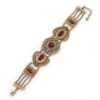Victorian Style Filigree, Cranberry, Topaz Coloured Bead Bracelet In Antique Gold Tone - 17cm Length/ 3cm Extension steampunk buy now online