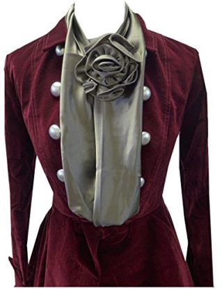 Khaki Gothic Multiway Cravat Victorian Governess Jabot Tie Clip Flower Hair Scarf Jabot Waist Tie Brooch Hair Satin Chiffon steampunk buy now online