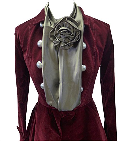 Khaki Gothic Multiway Cravat Victorian Governess Jabot Tie Clip Flower Hair Scarf Jabot Waist Tie Brooch Hair Satin Chiffon steampunk buy now online