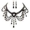 New Black Bead Goth Prom Vamp Dress Choker Necklace Earrings Jewellery Set steampunk buy now online