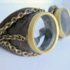 Steampunk Goggles Air Pirate Eyewear - brown faux leather design with chains by OntheWingsofSteam steampunk buy now online