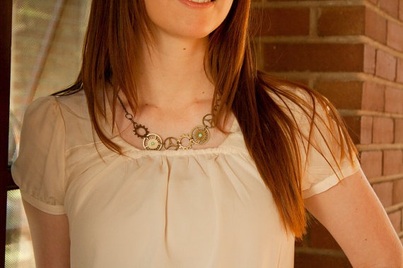 Gear Necklace - Steampunk Gears Necklace by ErroStudios steampunk buy now online