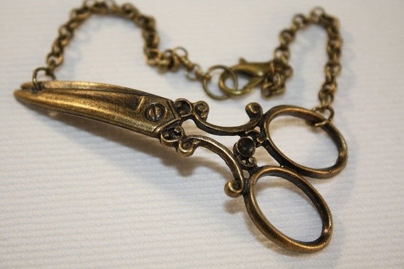 Steampunk Scissors Bracelet - Antiqued brass by PenelopesPorch steampunk buy now online