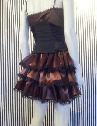 brown satin tie on bustle skirt steampunk burlesque goth gothic ruffle ruffles tribal belly dance chocolate lace by vilicious steampunk buy now online