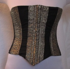 Black and Gold Brocade Corset - metal bones - metal grommets - custom made by TreadleTreasures steampunk buy now online