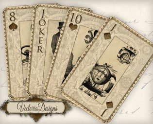 Steampunk and Science playing cards full deck printable hobby crafting digital graphics instant download digital collage sheet - VD0448 by VectoriaDesigns steampunk buy now online