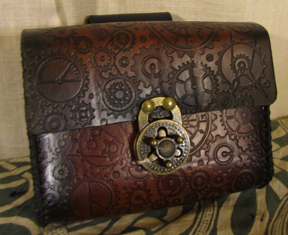 Customizable Steampunk Gear Cog Design Small Leather Belt Bag / Pouch Medieval, LARP, SCA, Costume, Ren Faire by EarthlyLeatherDesign steampunk buy now online