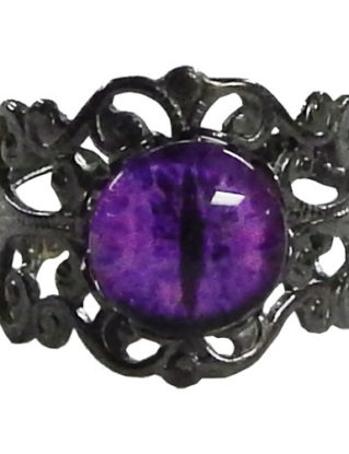 Fiery Purple Dragon Eye Steampunk Ring - Gunmetal Ring with Purple Glass Eye by DreamfulDesigns steampunk buy now online
