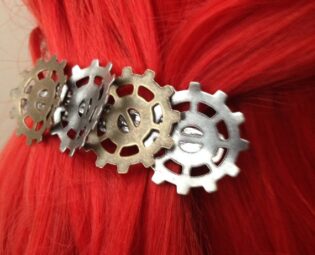 Steampunk Hair Clip, Steampunk Bent Gear Hair Clip, Industrial Gear Hair Clip, Steampunk Accessories, Steampunk Bridesmades Hair Accessory by ArcanumByAerrowae steampunk buy now online