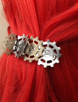 Steampunk Hair Clip, Steampunk Bent Gear Hair Clip, Industrial Gear Hair Clip, Steampunk Accessories, Steampunk Bridesmades Hair Accessory by ArcanumByAerrowae steampunk buy now online