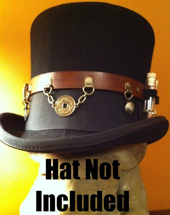 Leather Steampunk Top Hat Utility / Accessory Belt by FiendishWear steampunk buy now online
