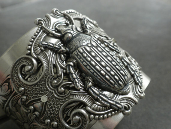 Insect Jewelry Beetle Silver Statement Cuff Bracelet by Serrelynda steampunk buy now online