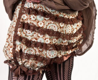 XS Brown and Blue Frilly Bloomers by SeamsUnusual steampunk buy now online