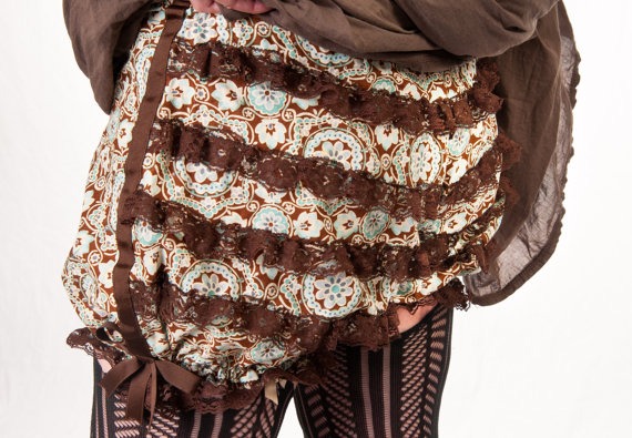 XS Brown and Blue Frilly Bloomers by SeamsUnusual steampunk buy now online