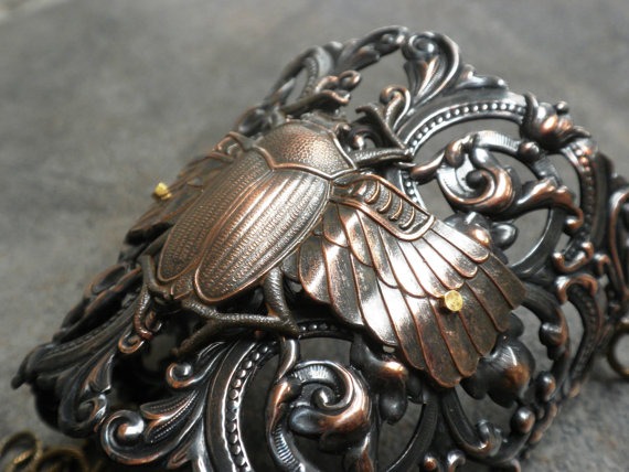 Steampunk Jewelry Statement Cuff Bracelet Scarab Beetle by Serrelynda steampunk buy now online