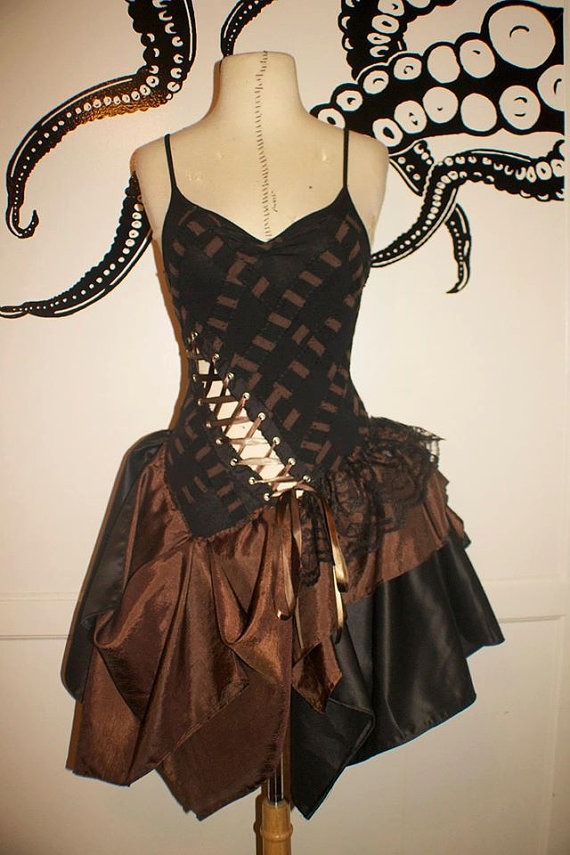 Steampunk Whimsical Merlot Dress by PatchedJester steampunk buy now online