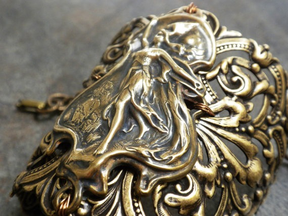 Viking Jewelry Valkyrie Norse Goddess Wide Cuff Bracelet by Serrelynda steampunk buy now online