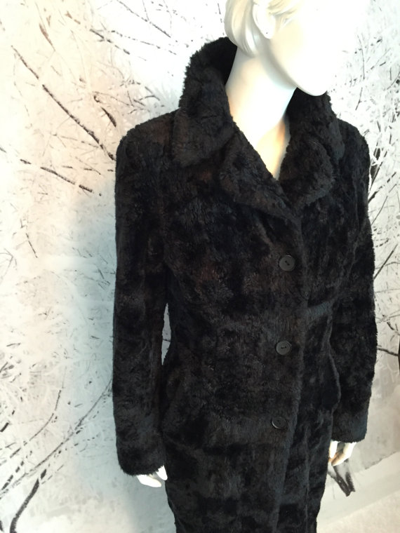 Fab Long Faux Fur Coat Ladies Medium Fit USA Fully Lined Retro Cool Winter Trench Pockets Super Warm by FrogToesVintage steampunk buy now online