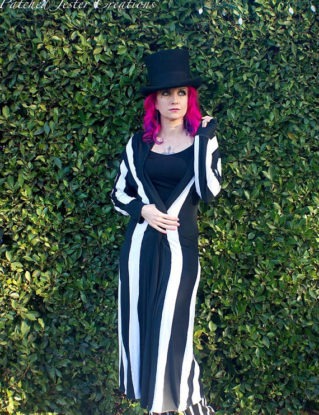 Black and White Striped Coat by PatchedJester steampunk buy now online