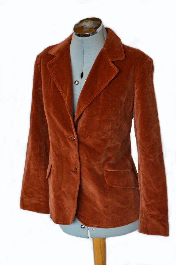 S10/12 Vintage Alexon Sportset 1970s Burnt Orange Velvet Steampunk Indie Jacket 70s Retro Mod Blazer by FrecklesAttic steampunk buy now online