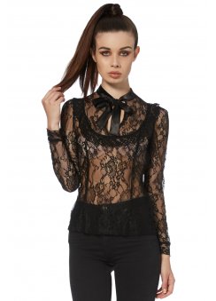 Jawbreaker Clothing Black Lace Bowie Blouse steampunk buy now online