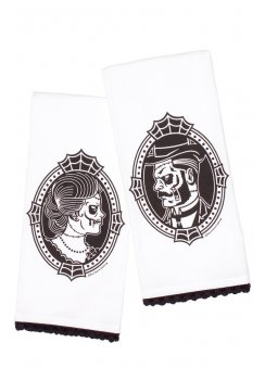 Sourpuss Clothing Zombie Cameo Tea Towel Set steampunk buy now online