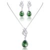 Ever Faith Silver-Tone Art Deco Tear Drop Emerald Color May Birthstone CZ Necklace Earrings Set N02480-4 steampunk buy now online