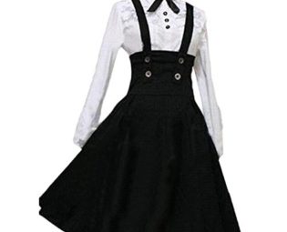 Partiss Women Long Sleeves With Bowknot Classic Lolita Fancy Dress, L, White Blouse Black Skirt steampunk buy now online