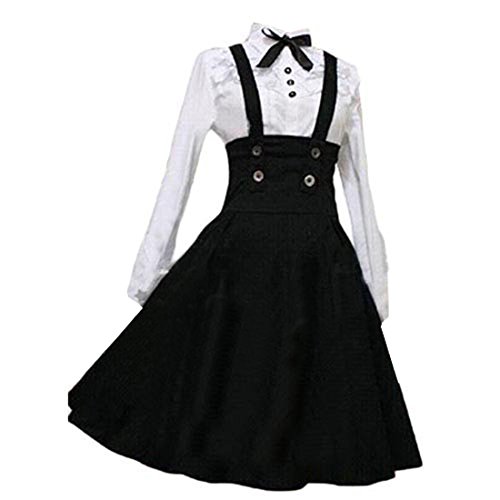 Partiss Women Long Sleeves With Bowknot Classic Lolita Fancy Dress, L, White Blouse Black Skirt steampunk buy now online