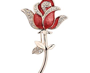 Celebrity Jewellery Ladies Elegant 2014 Swarovski Elements Crystal 18K Rose Gold Plated Red Rose Brooch Safety Pins For Women Free Gift Box CB471 steampunk buy now online
