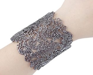 Ever Faith Alloy Lace Flower Bracelet Cuff Black-Tone Art Deco Style N02882-2 steampunk buy now online