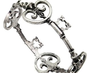 Silver Plated Victorian Vintage Skeleton Key Heart Cross Bridal Steampunk Cuff Bracelet Bangle steampunk buy now online