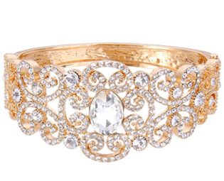 Ever Faith Gold-Tone Austrian Crystal Victorian Inspired Gorgeous Wedding Knot Bangle Bracelet Clear N07004-2 steampunk buy now online