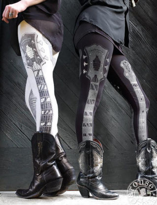 Slate Guitar Legging by Carousel Ink - legging music guitar by Carouselink steampunk buy now online