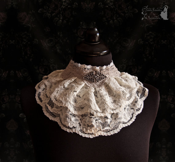 Collar lace, Victorian, cottage chic, Steampunk choker, ivory, Maeror, Somnia Romantica, size medium see item details for measurements by SomniaRomantica steampunk buy now online