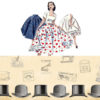 Vintage 50's Style Victorian Steampunk Hat Novelty Border Print Circle Skirt Made to Order Bowler and Top Hat Advertisements by ShawnaLayDesigns steampunk buy now online