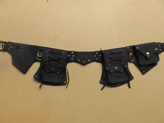 Steampunk Festival Utility belt in black cotton canvas - Anvil Model by CosmicCelt steampunk buy now online